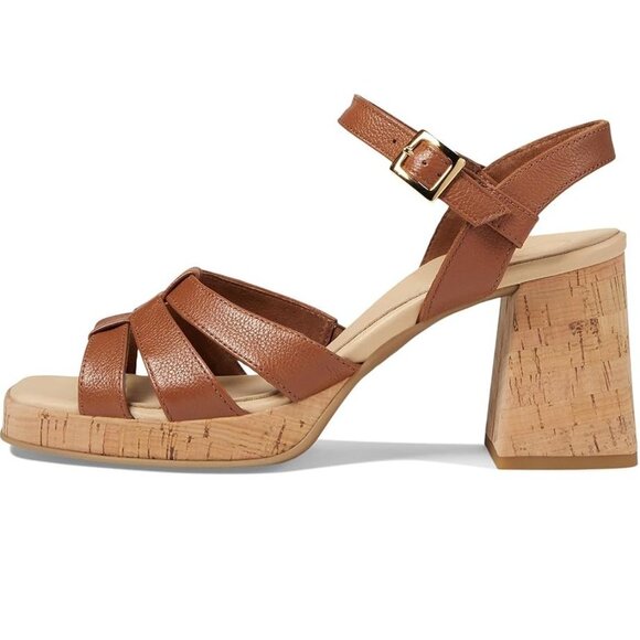 Paul Green SUPER SOFT Tina SANDALS Size 8 Brown Leather Cork Heel Comfy NEW $429 - Picture 3 of 16